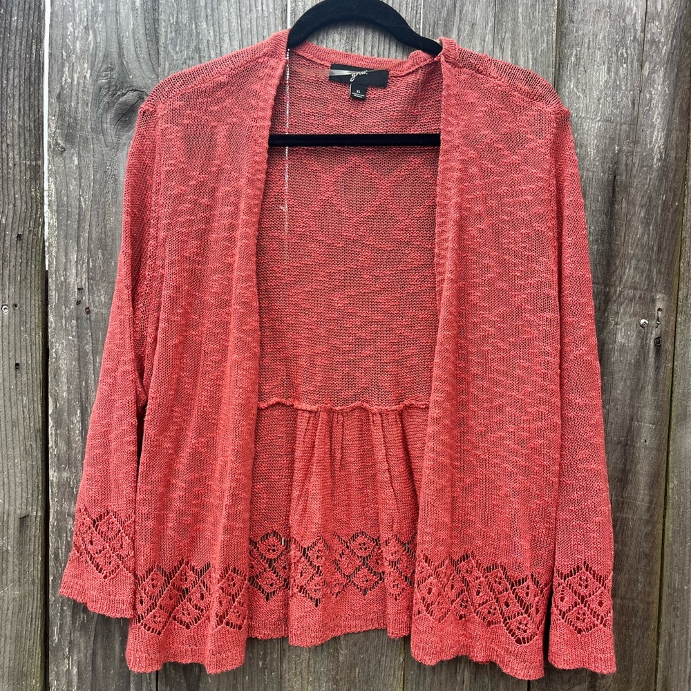 Women's Open-Front Knit Sweater - Coral